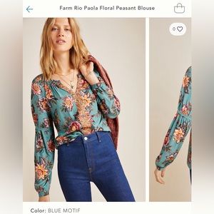 Farm rio Anthropologie Paola floral pleasant blouse size S